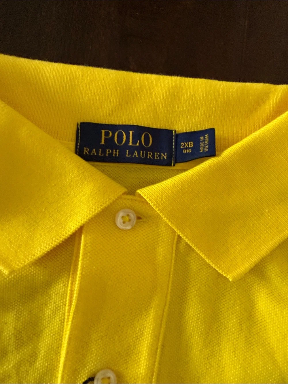 NWT Cotton Mesh Polo by Ralph Lauren Men’s Yellow Polo Shirt with Pony, 2XB - Picture 4 of 7
